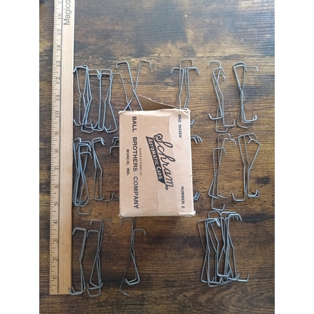 Vintage Ball Brothers Schram Automatic Caps No. 2 Box & 55 Jar Clamps Clips